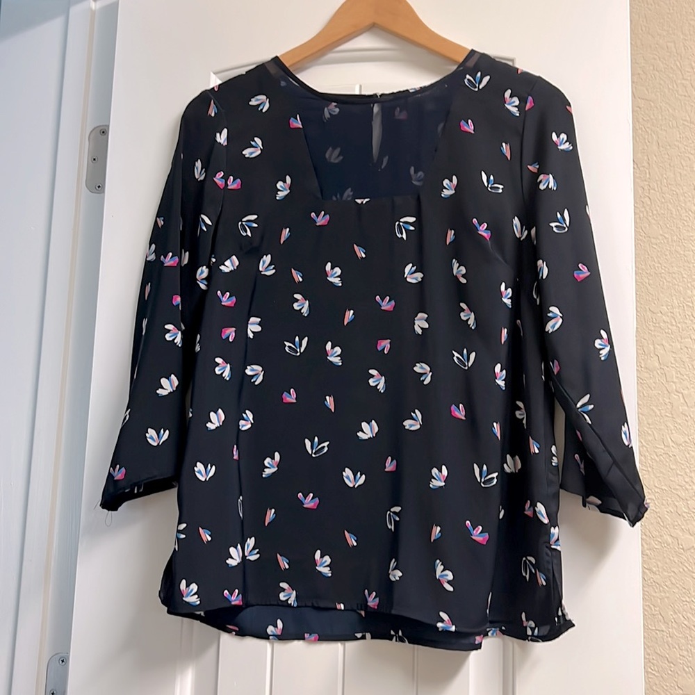 The Limited blouse in navy floral